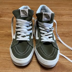 Army green high top vans